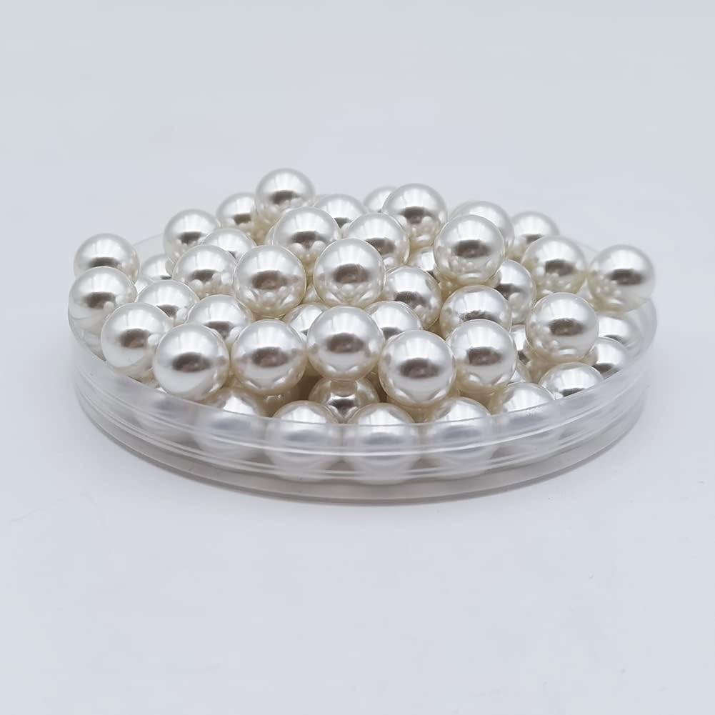 INSPIRELLE 340 perlas de imitación de ABS blancas sin perforar para rellenos de jarrón, cuentas de maquillaje sin agujero de 0.472 pulgadas para