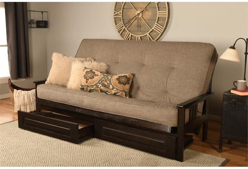 Kodiak Furniture Colchón futón de espuma tamaño queen con cubierta de tela de piedra de lino