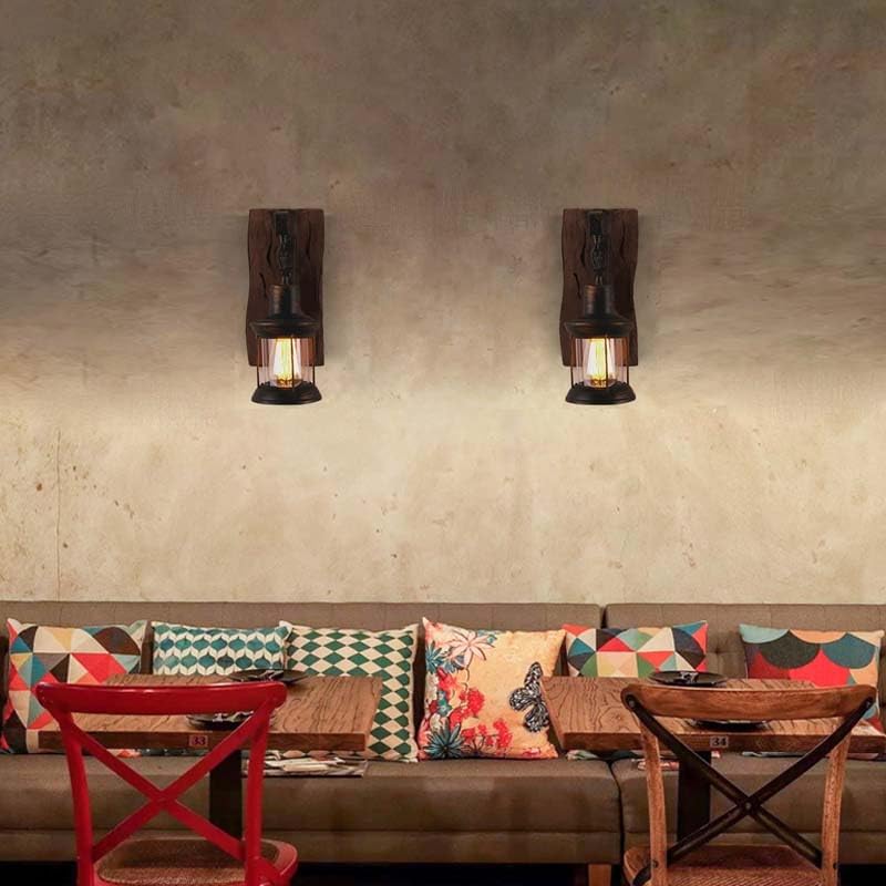 LightInTheBox Retro Rustic Wall Sconces, Industrial Vintage Wall Light Fixtures Farmhouse Antique Wooden Wall Lamp for Aisle, Vanity Mirror,