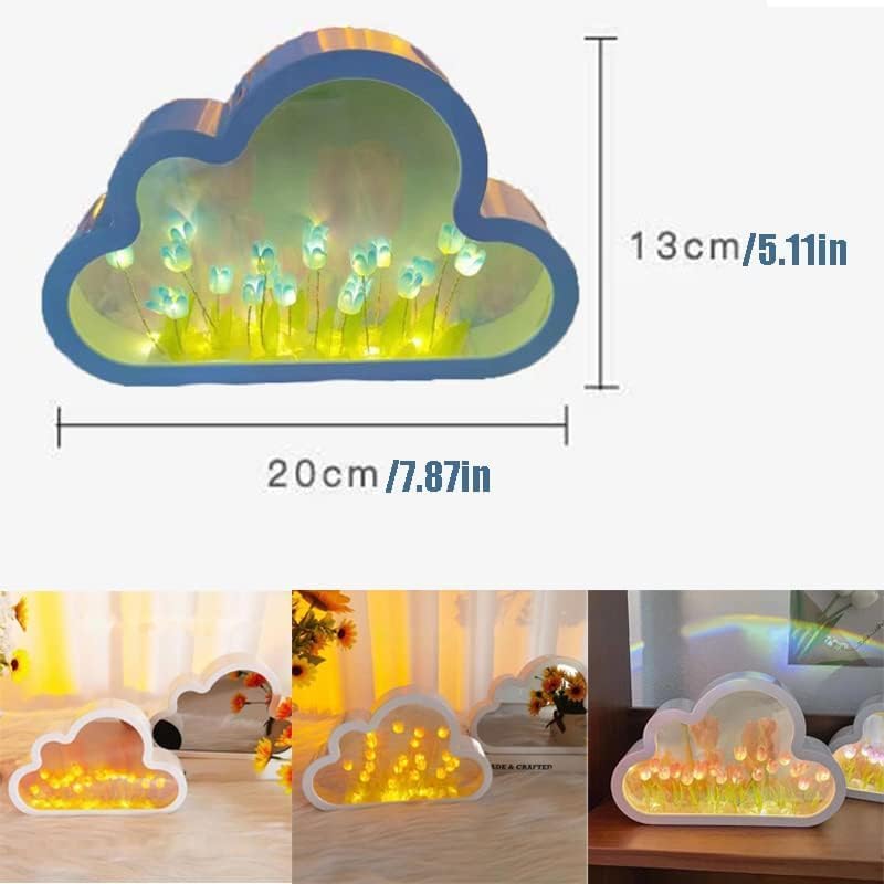 Infinite Petals Mirror  2024 Mejor espejo de nube LED, espejo infinito para bricolaje, luz de espejo de nube de tulipanes, crea un ambiente