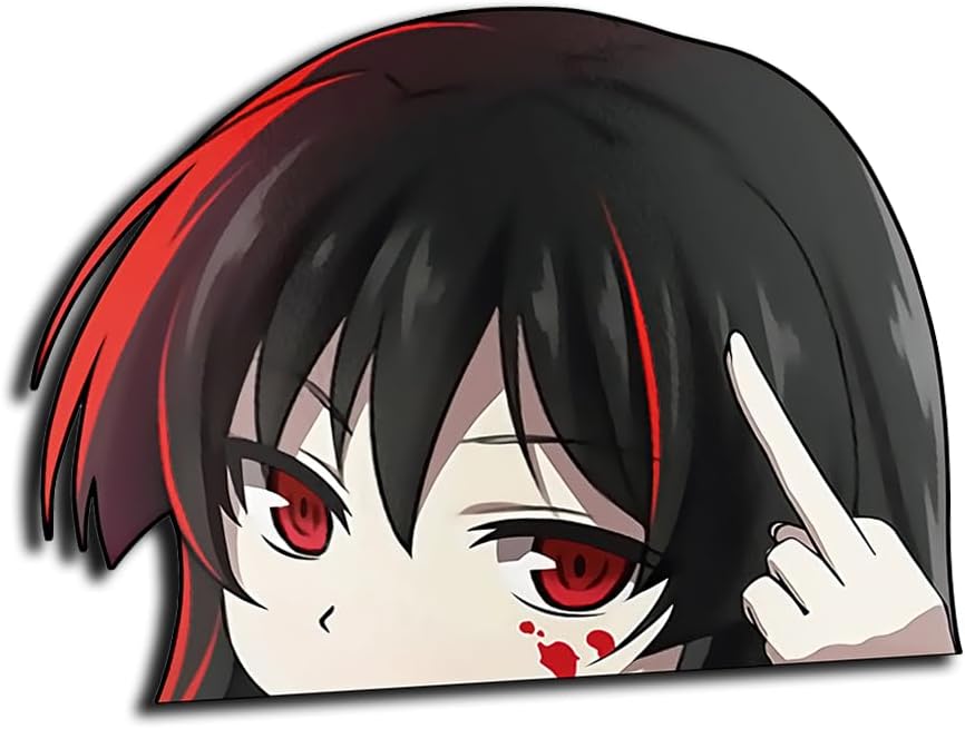 Calcomanías creativas de automóvil Akame Anime Peeker de 6.3 pulgadas para ventana de parachoques, casco de motocicleta, tapa de maletero,