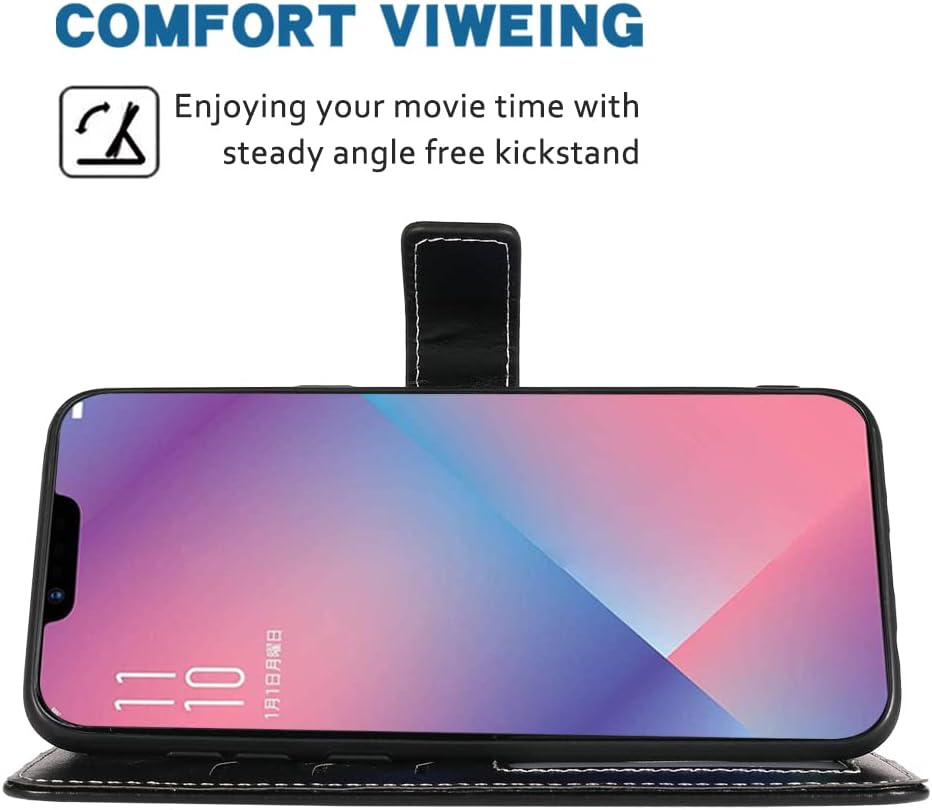 Compatible con Oppo R15 Neo – Funda tipo cartera con correa para la muñeca con cordón de cuero, soporte para tarjetas, accesorios para celulares,