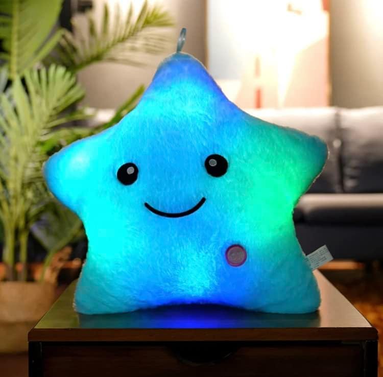 Star – Almohada de peluche con luces LED de 13.8 in (azul)