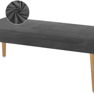 Funda protectora para banco de piano, de terciopelo elástico, grueso, rectangular, para sala de estar, dormitorio, cocina (tamaño mediano, gris) Funda protectora para banco de piano, de terciopelo elástico, grueso, rectangular, para sala de estar, dormitorio, cocina (tamaño mediano, gris)