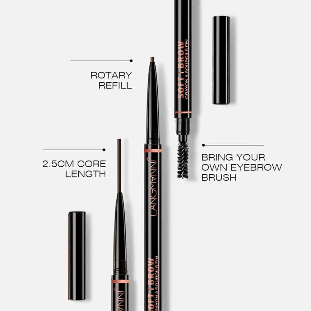 Lápiz de cejas impermeable de precisión de doble cabeza, maquillaje profesional automático, cejas finas puntiagudas, 4 colores (#001)