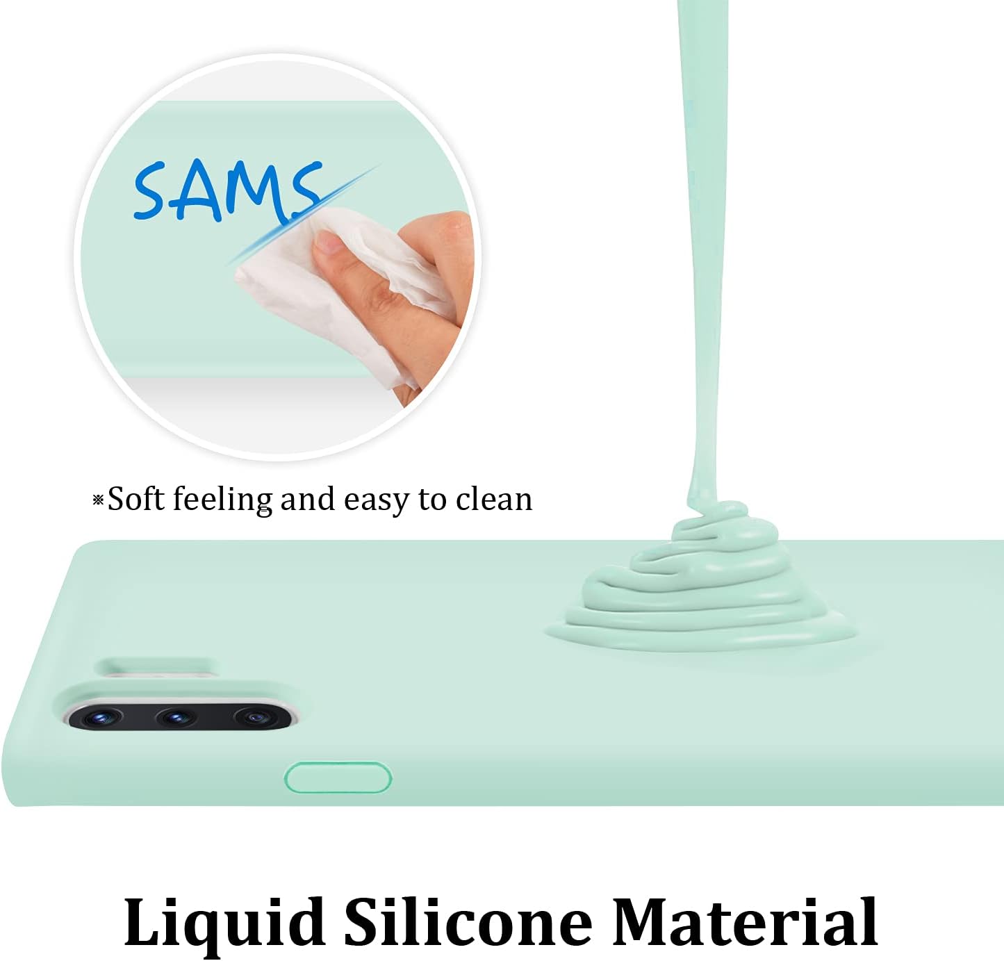NUIMADL Funda de silicona líquida compatible con Samsung Galaxy Note 10 Plus, protección de cuerpo completo de goma de gel a prueba de golpes para