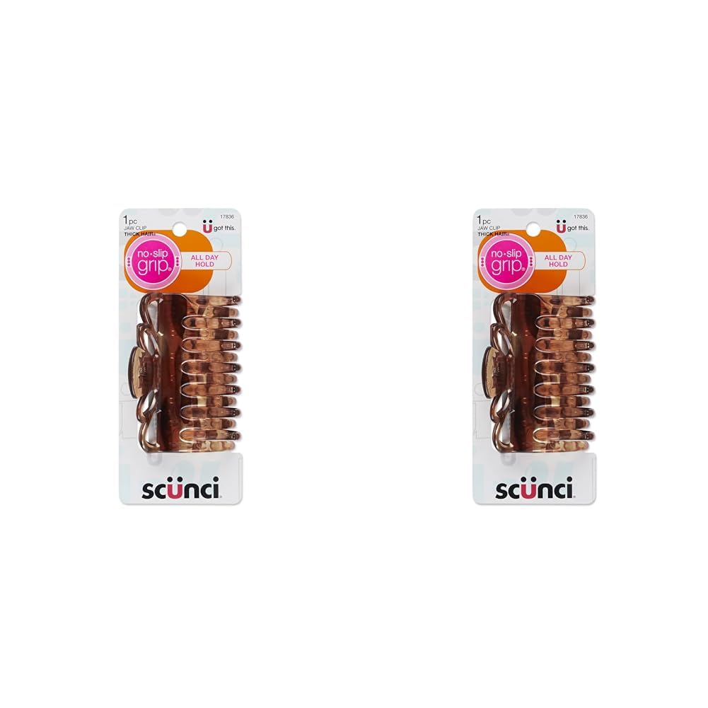 Scunci by Conair – Pinza de mandíbula gruesa con agarre antideslizante, pinza para el cabello de garra, pinzas para el cabello de garra, tortuga, el