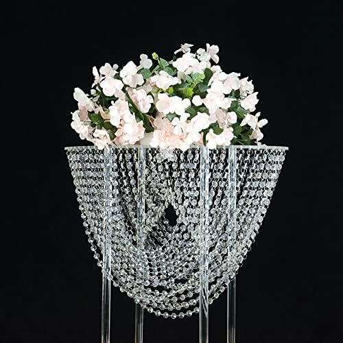 Simprefine Centro de mesa de boda de 24 pulgadas de alto, decoración de mesa de acrílico transparente, soporte de flores, estante de exhibición para