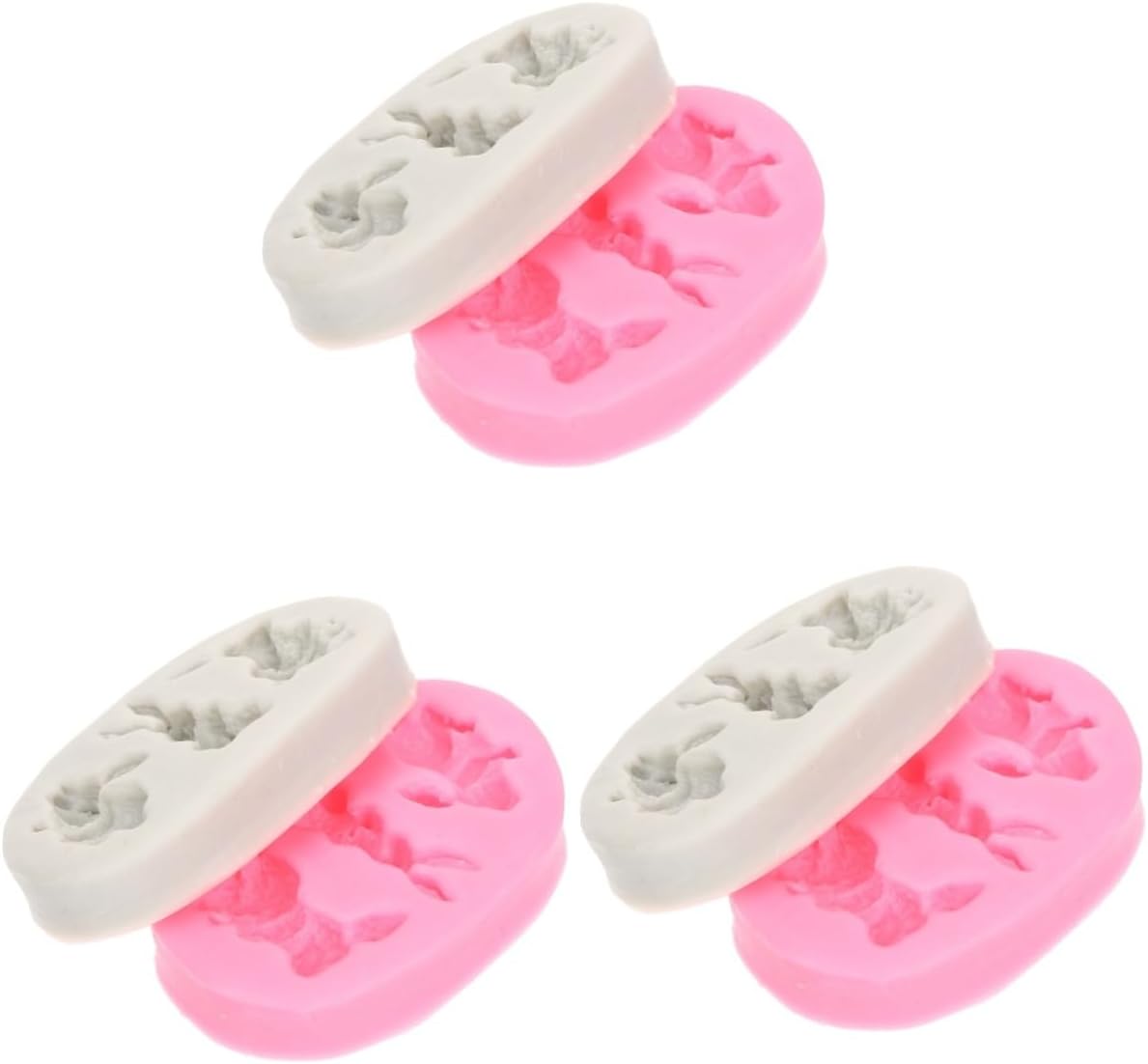 HEMOTON Molde de silicona 3D para cubitos de hielo, bandeja de cubitos de hielo, moldes para hornear conejos, moldes de silicona para fondant,