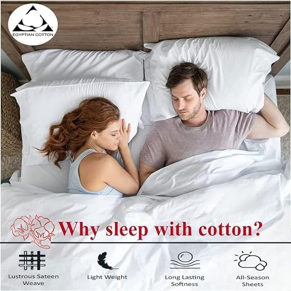 Silentnight 4 Piece 800 Thread Count 100% Egyptian Cotton Top Split King Sheets for Adjustable Bed for Sleep Number Bed 34″ Flex Top Sheet 15″ Deep