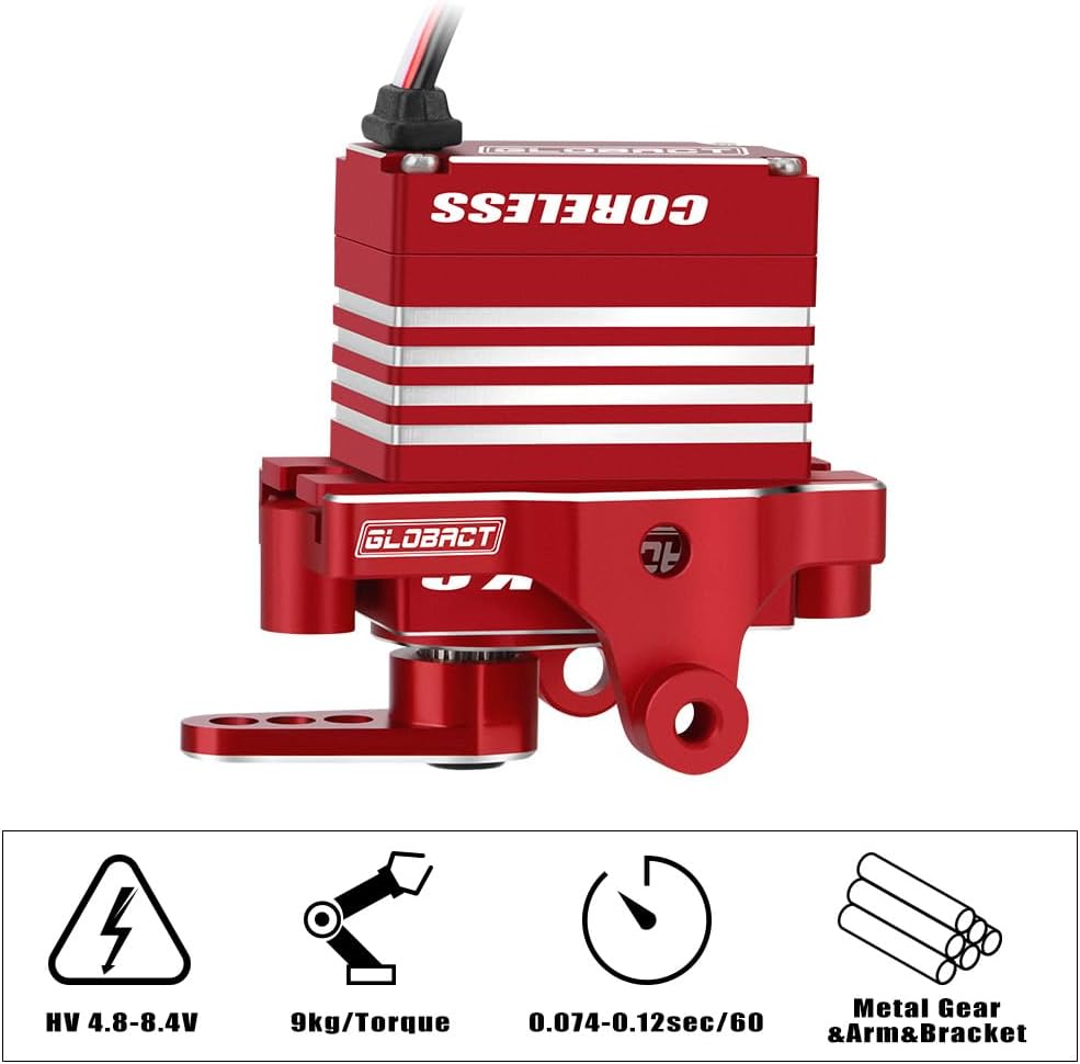 GLOBACT para TRX4M Servo 19.8 lbs Servo Digital de alto par Servo Motor sin núcleo Servo HV 4.8V-8.4V con Servo Montaje y brazo y enlace de