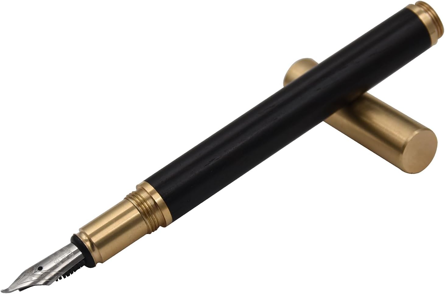 Pluma estilográfica de madera hecha a mano de latón con párrafo corto (4.528 in) de bolsillo, bolígrafo de viaje de negocios, pluma de caligrafía
