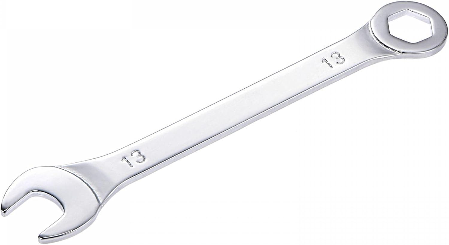 uxcell Llave combinada fina con extremo de 6 puntos desplazados y extremo abierto en ángulo, espejo métrico, acero de alto carbono chapado en cromo,