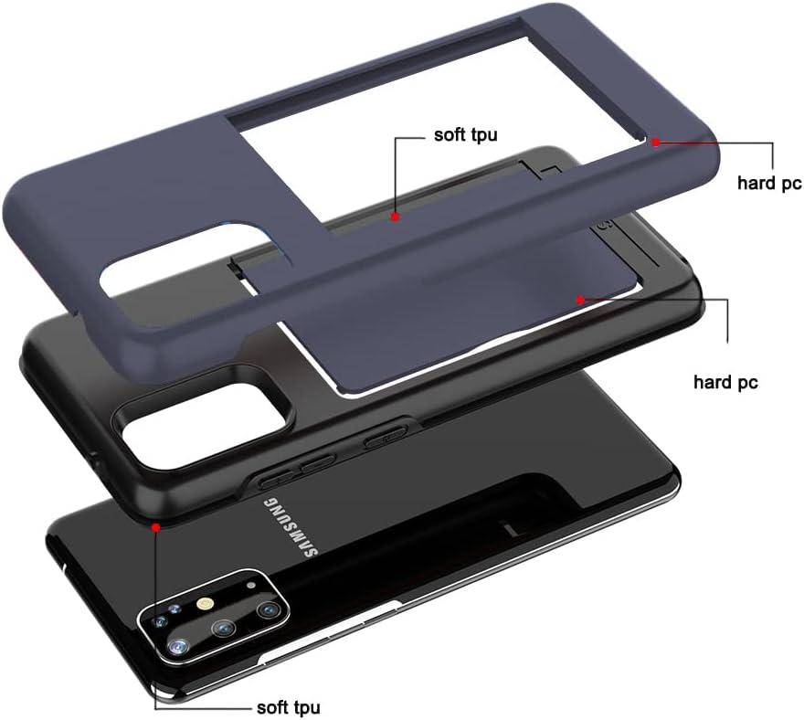 Asuwish Funda de teléfono para Samsung Galaxy A51 5GA 51 5G UW Verizon con protector de pantalla de vidrio templado y soporte para tarjetas,