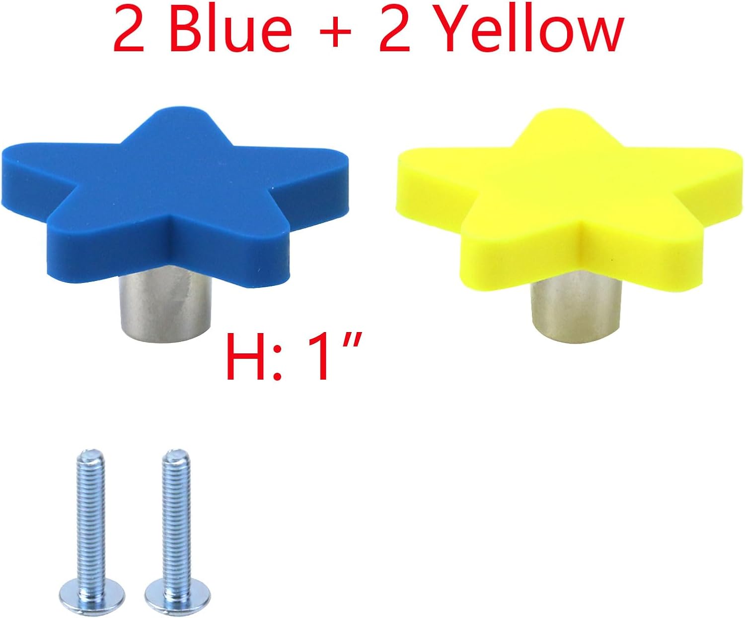 T Tulead Perillas de gabinete con forma de estrella, pomos de goma suave para muebles, pomos de cajón de dibujos animados, 4 unidades (azul +