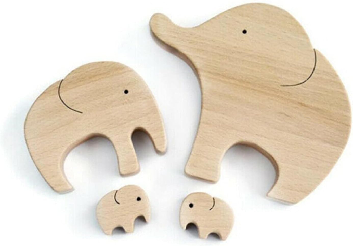1 juego de elefante de madera para la familia, decoración de elefantes, decoración de elefantes, figuras coleccionables para el hogar, oficina,