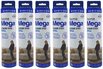 Evercare Recambio de Mega Roller de superficie grande, paquete de 6  50 hojas cada uno