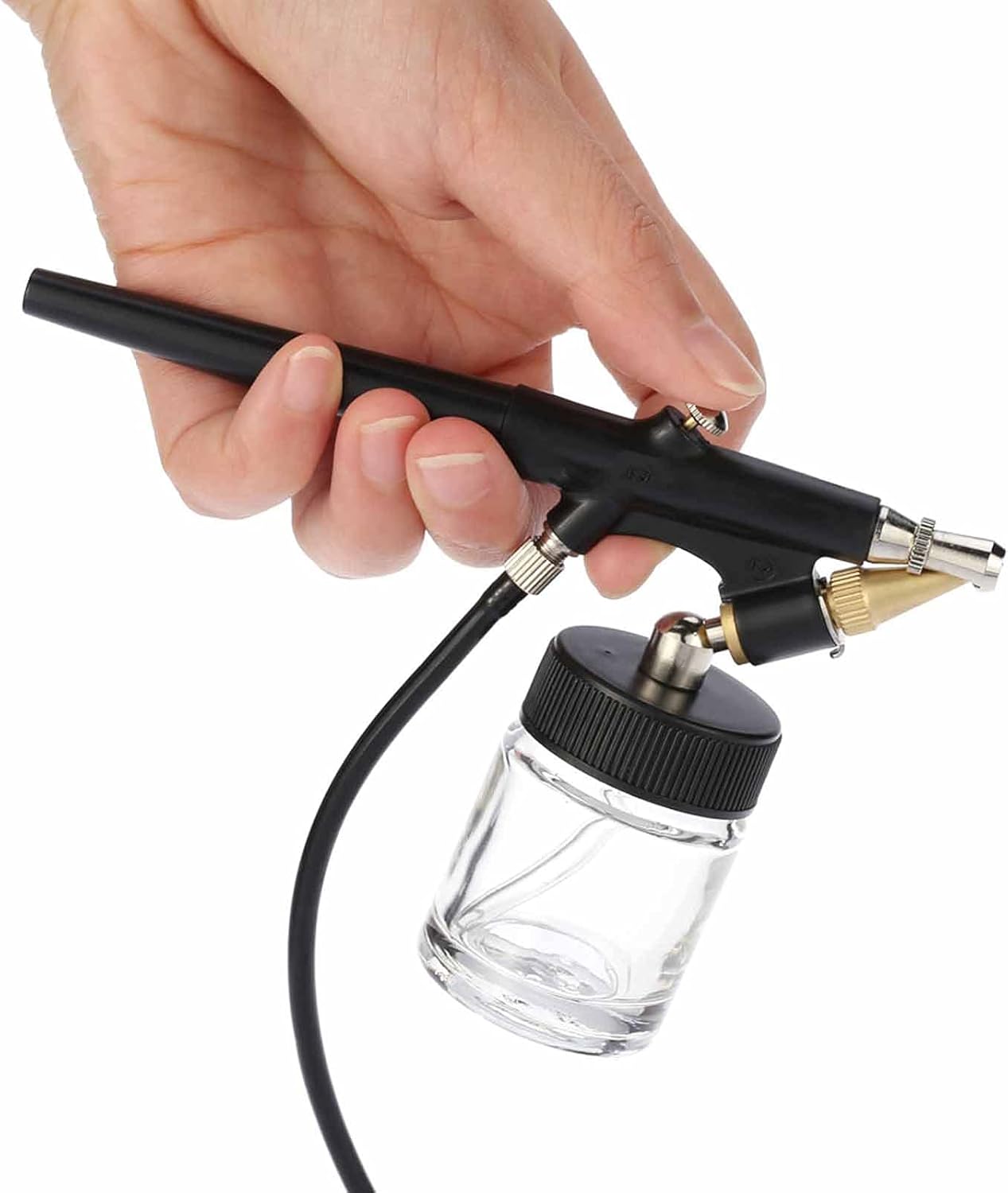 Sand Blaster – Mini kit de compresor de aerógrafo, alimentación de sifón, pistola de pintura con cepillo de aire de acción única, pistola de arena