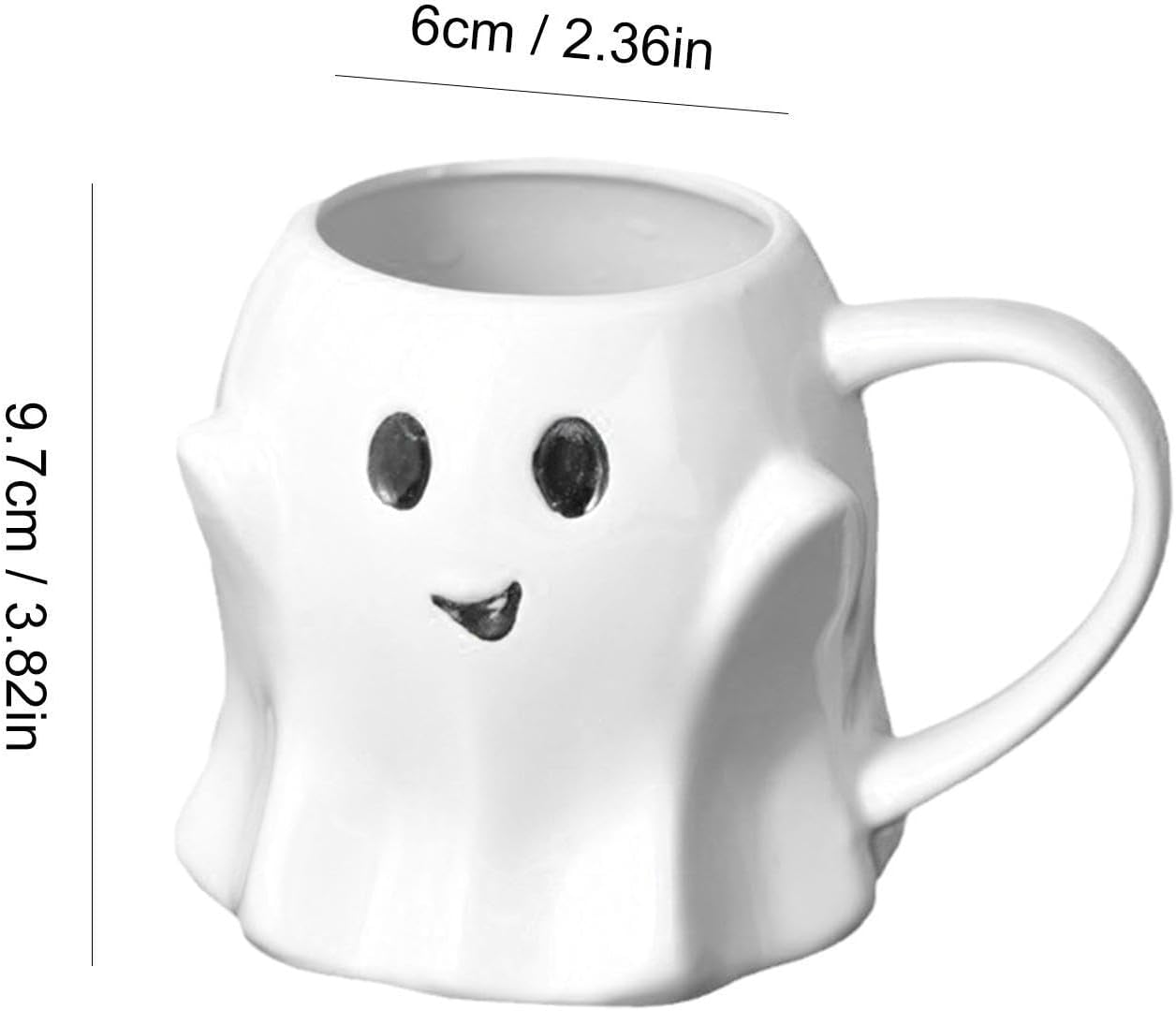 Tazas de fantasma de Halloween, tazas de café de cerámica de 14.9 fl oz con caja de regalo, taza de calabaza de buenos días, vaso espeluznante de