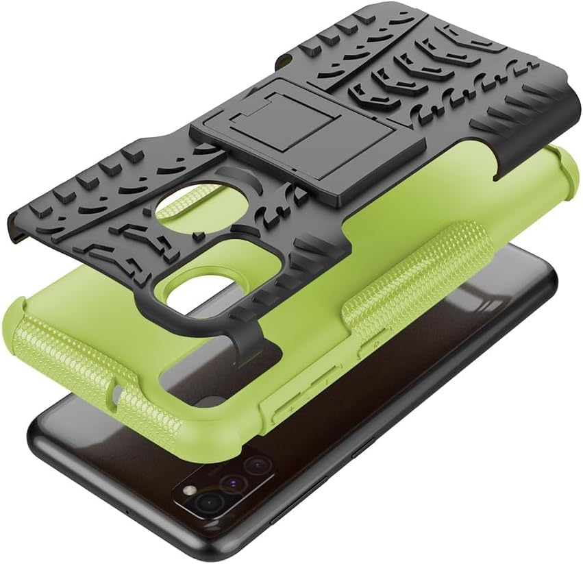 Asuwish Funda de teléfono para Samsung Galaxy M30s M21 con protector de pantalla de vidrio templado y soporte delgado, funda protectora híbrida