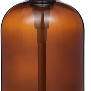 Dispensador de jabón en tarro de vidrio ámbar con bomba ORB, dispensador de botellas redondas de 16 onzas con bomba de acero inoxidable, juego de Dispensador de jabón en tarro de vidrio ámbar con bomba ORB, dispensador de botellas redondas de 16 onzas con bomba de acero inoxidable, juego de