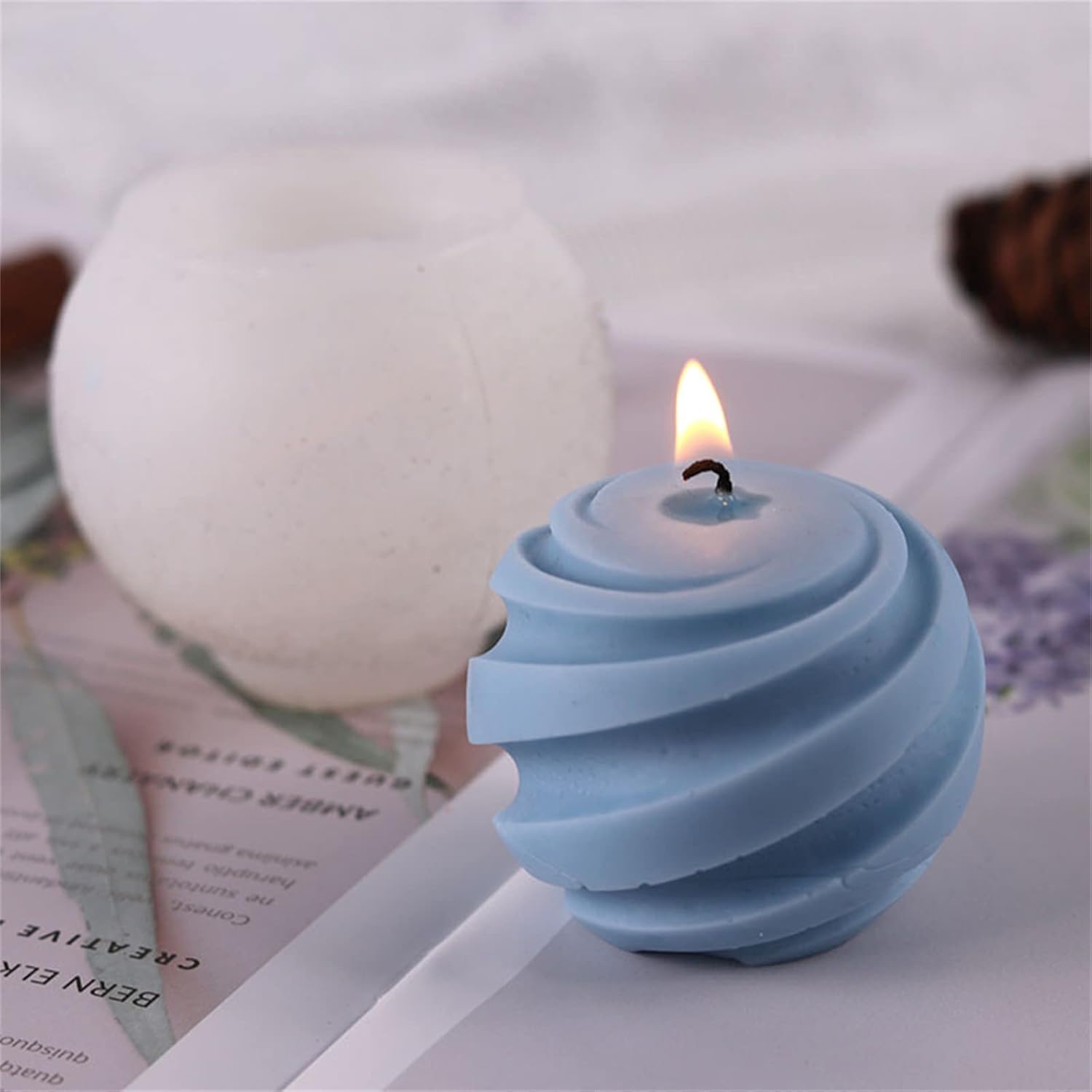 Molde de silicona para velas de bola de rosca, cera de jabón, fondant, pastel de chocolate, caramelo, molde para hornear, yeso, resina epoxi, molde