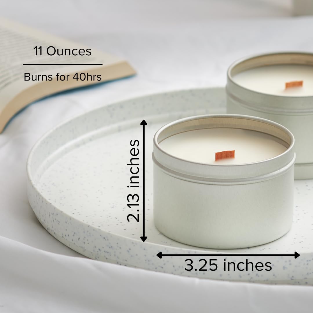 Simply Soson Velas de lata de eucalipto y salvia, lavanda, paquete de 2 velas de mecha de madera agrietada para el hogar, velas de aromaterapia para