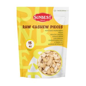 Sunbest Natural Piezas de anacardo, crudas, sin sal, sin tostar, sin OMG, vegano, 15 onzas. Sunbest Natural Piezas de anacardo, crudas, sin sal, sin tostar, sin OMG, vegano, 15 onzas.