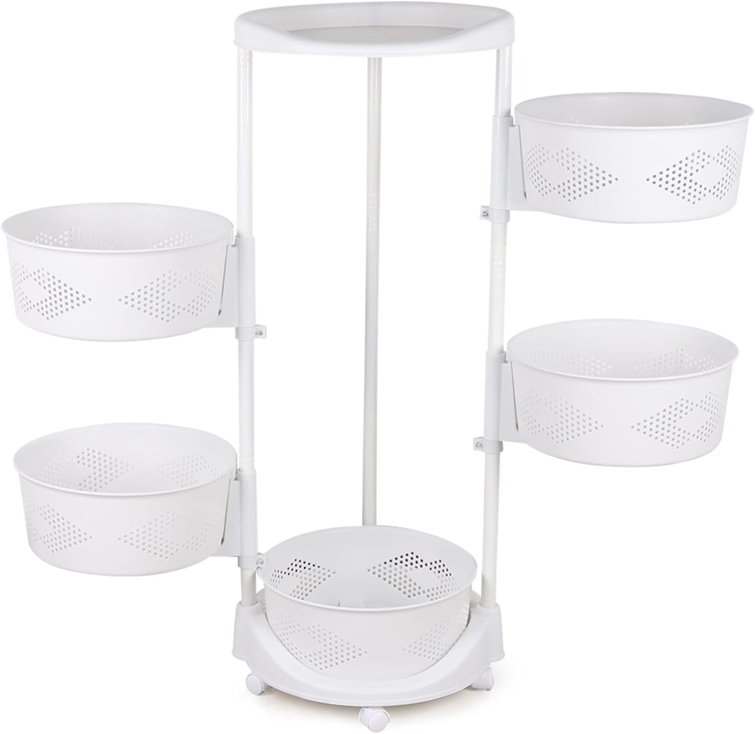 LYNICESHOP Estante de almacenamiento de 5 niveles de altura ajustable multiuso, blanco, plástico y acero al carbono
