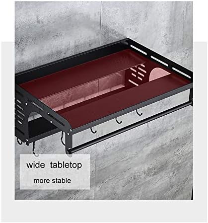 Merry Christmas – Estante multifuncional de aluminio para horno de microondas con 10 ganchos extraíbles y soporte para rollos de envoltura fresca