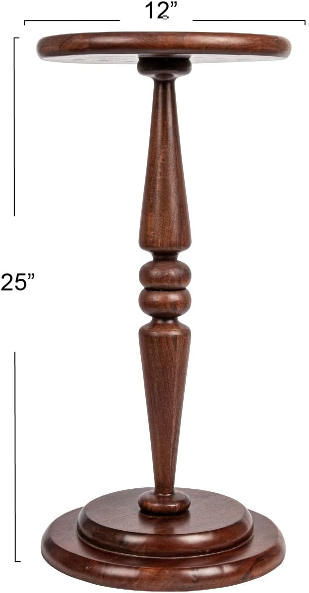 Creative Co-Op Bishop – Mesa auxiliar de cóctel con pedestal, color castaño oscuro