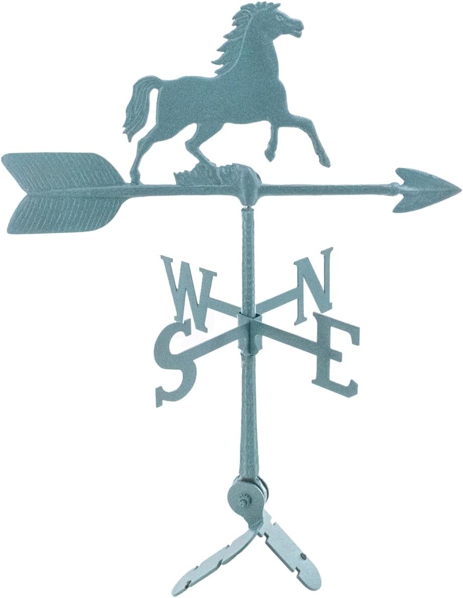 Veleta de caballo de aluminio de 24  – Veleta al aire libre con adorno – Decoración de techo de metal – Montaje incluido (4 a elegir) – Veleta de
