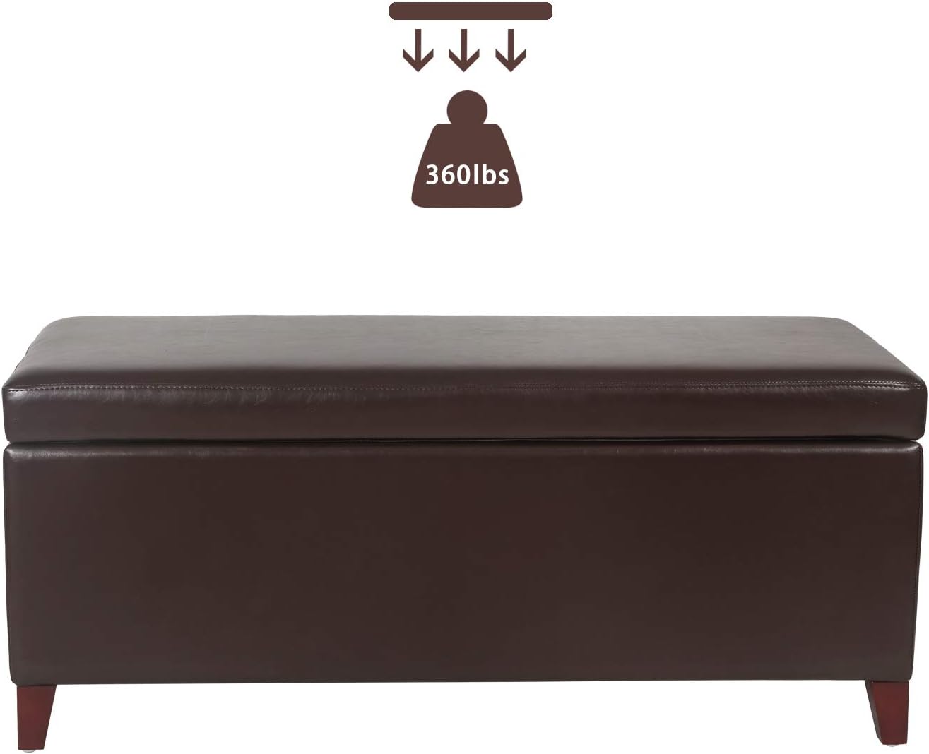 Homebeez Moderno banco otomano de almacenamiento de mesa de centro de cuero sintético (marrón)