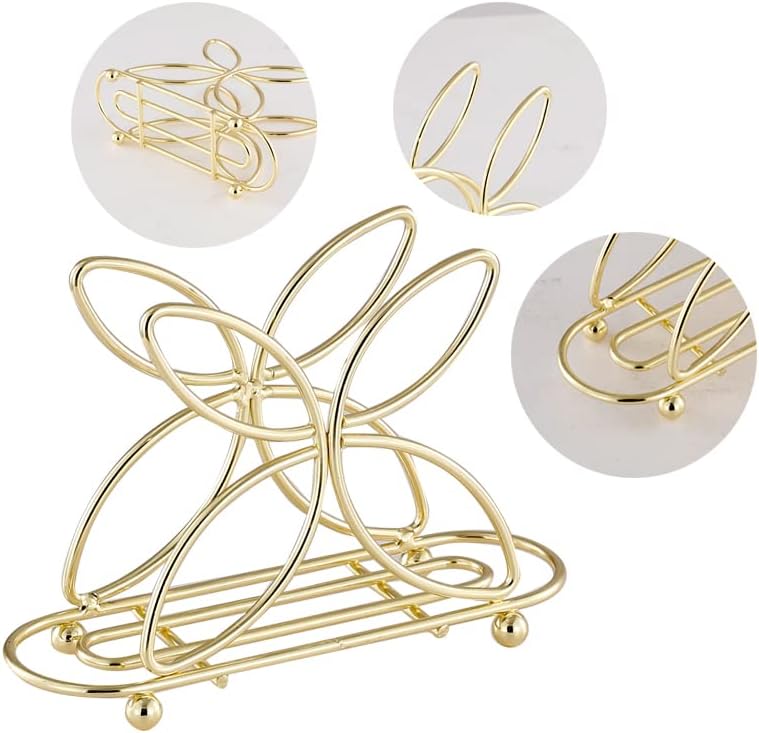 Servilleteros para mesa, juego de 2 servilleteros dorados, dispensador de pañuelos independiente de metal con diseño de mariposa, organizador de