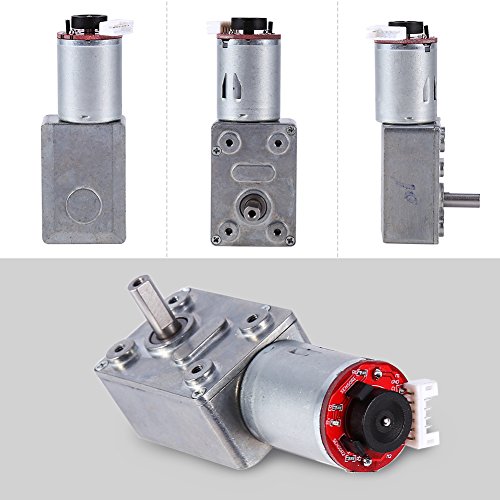 Motor de reducción de engranajes, DC 12 V de alto par engranaje helicoidal caja de engranajes helicoidales con codificador fuerte autobloqueo (10RPM)