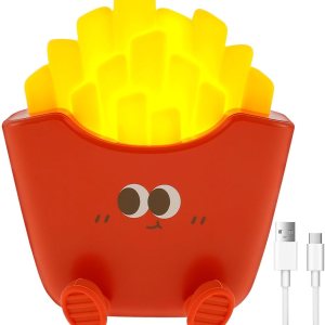 Luz nocturna con forma de papas fritas, 1200 mAh linda luz de noche para dormitorio de niñas, luz táctil recargable con función de sincronización de Luz nocturna con forma de papas fritas, 1200 mAh linda luz de noche para dormitorio de niñas, luz táctil recargable con función de sincronización de