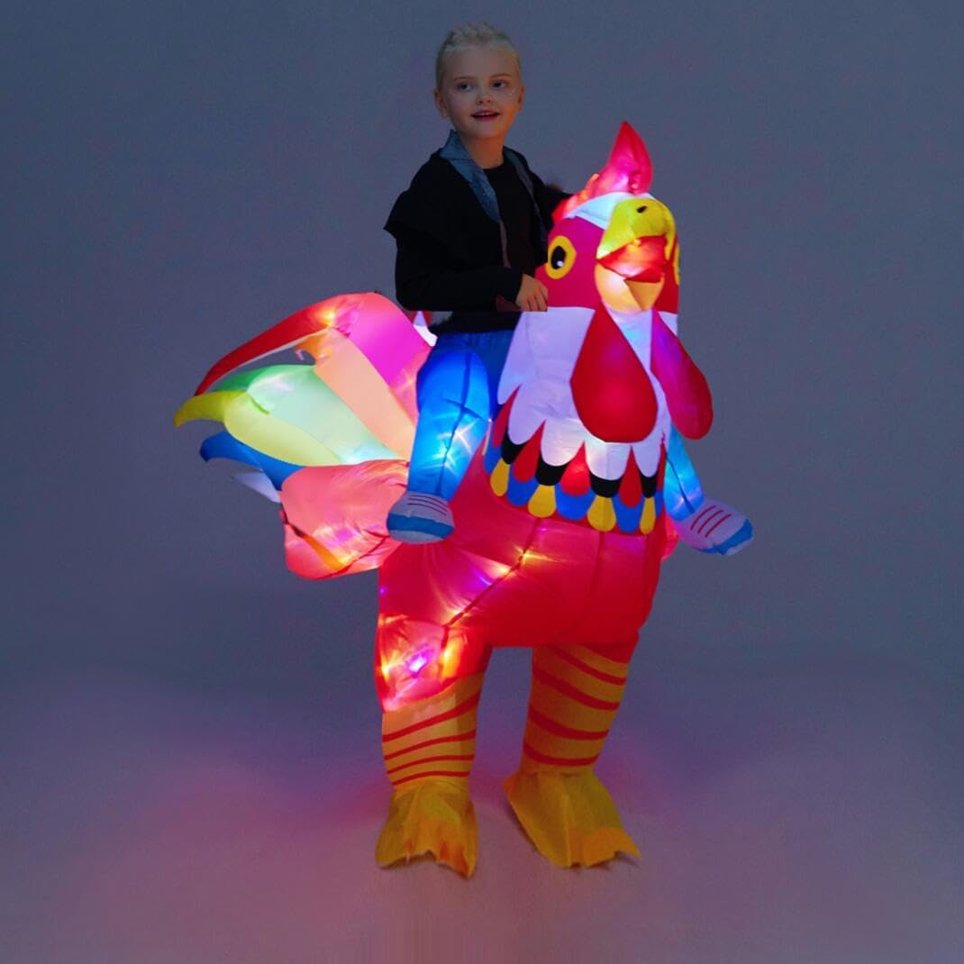 bDDeDD Kids Inflatable Costume, Dinosaur T-REX Costumes with LED Light for Halloween Christmas Party