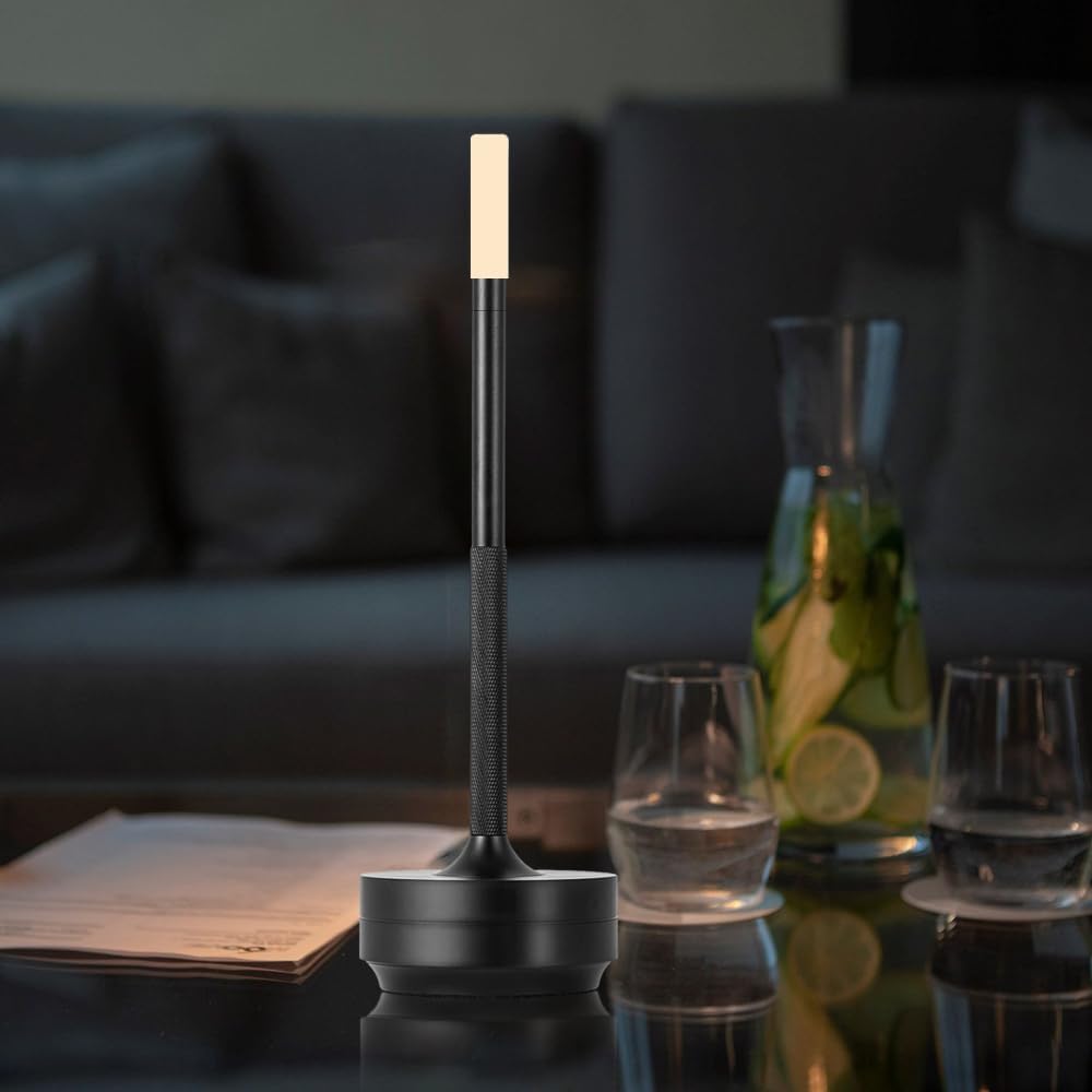Lámpara de escritorio portátil de metal, lámpara de mesa LED inalámbrica, lámpara recargable de control táctil de 3 colores, lámpara de escritorio