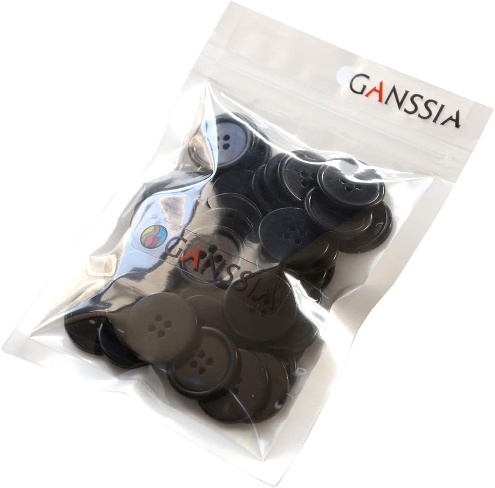 100 botones negros de 1 pulgada (0.984 in) botón de resina de 4 agujeros para coser y manualidades de bricolaje