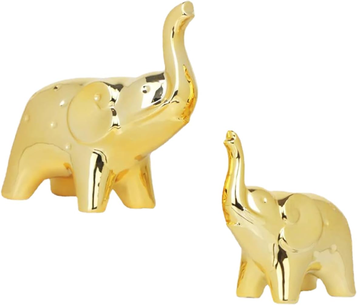 Abaodam 6 piezas de elefante bebé chapado en oro adorno elefante miniatura riqueza suerte estatua jardín elefante estatua fantasma elefante salvaje