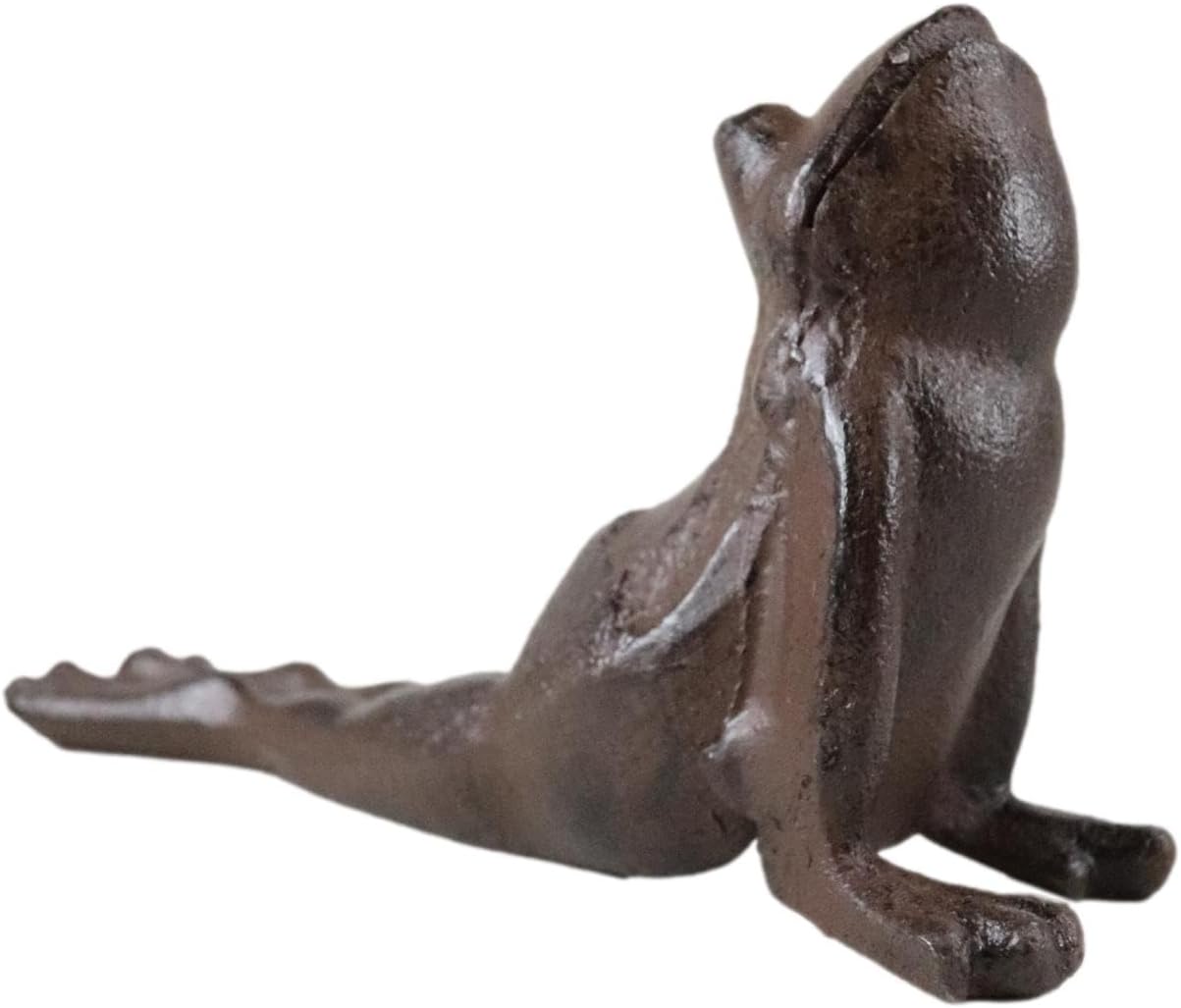 Ebros Gift Tope de puerta de hierro fundido rústico con diseño de rana de sapo para yoga, decorativo, coleccionable, estatua de cuña