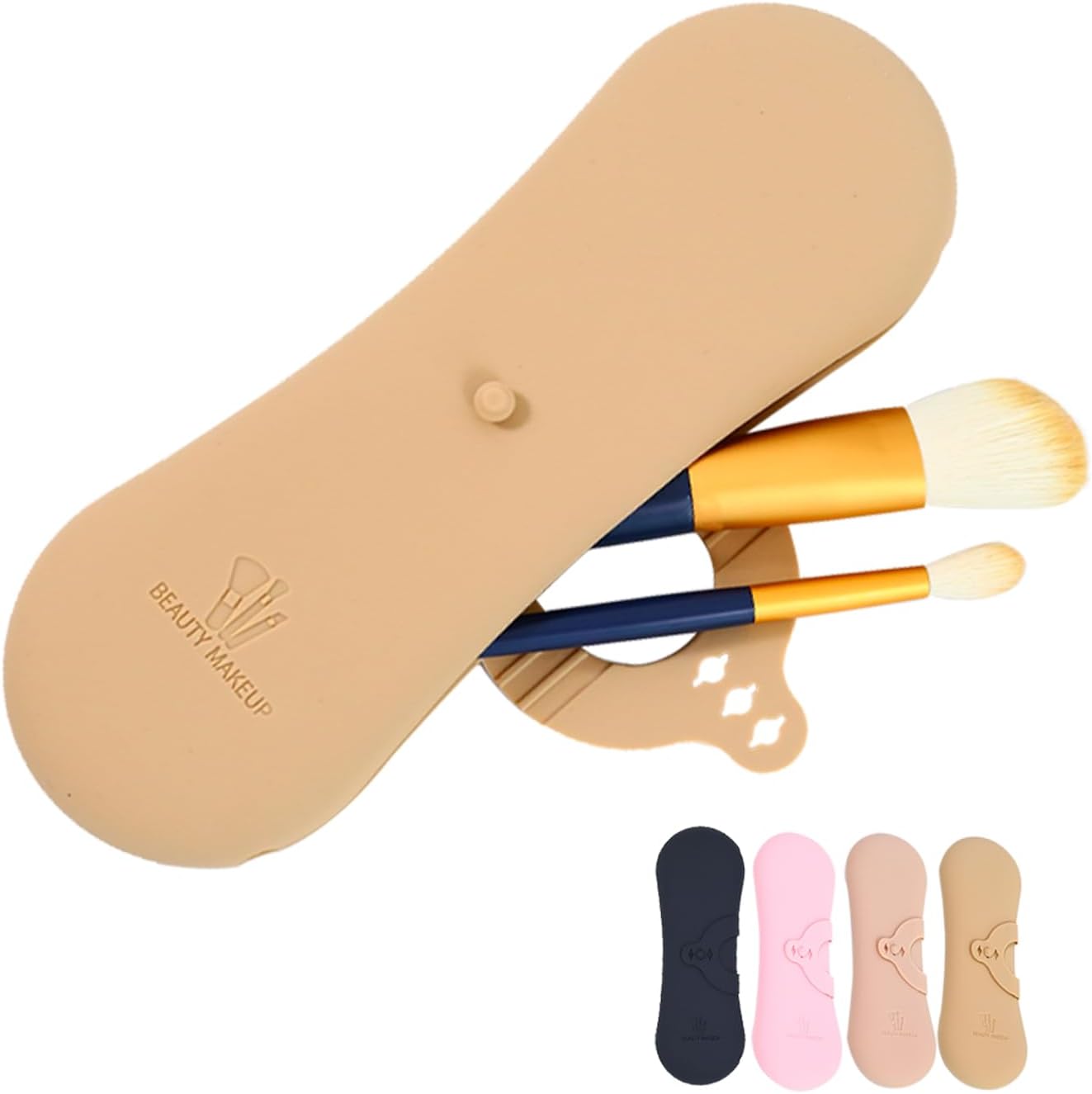 RUICAIYUE Soporte para brochas de maquillaje de viaje, soporte de silicona para brochas de maquillaje, organizador de brochas de cosméticos, bolsa
