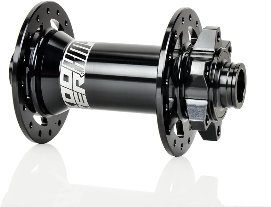 Boost MTB Buje Delantero, 28 Agujeros 28H 6 Pawls 72HD Freno de Disco 30 Acero Cromo Molibdeno Negro, Eje Pasante 0.591×4.331 in, para KOOZER XM460