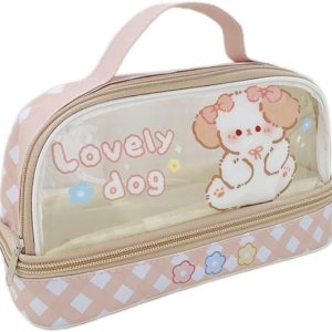 Lindo estuche de lápices Kawaii, estuche estético de gran capacidad, suministros escolares, estuche para niñas (caqui) Lindo estuche de lápices Kawaii, estuche estético de gran capacidad, suministros escolares, estuche para niñas (caqui)