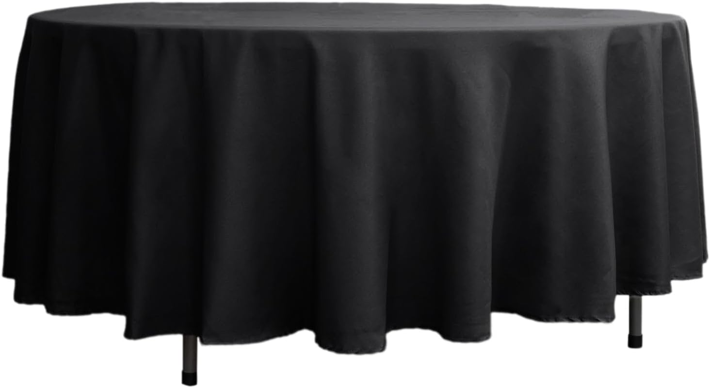 Efavormart – Mantel redondo de poliéster de 108 pulgadas, 108 pulgadas, para bodas, fiestas, banquetes, restaurantes, color negro