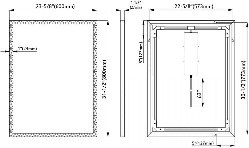 Espejo de luz LED Dowell 24×32