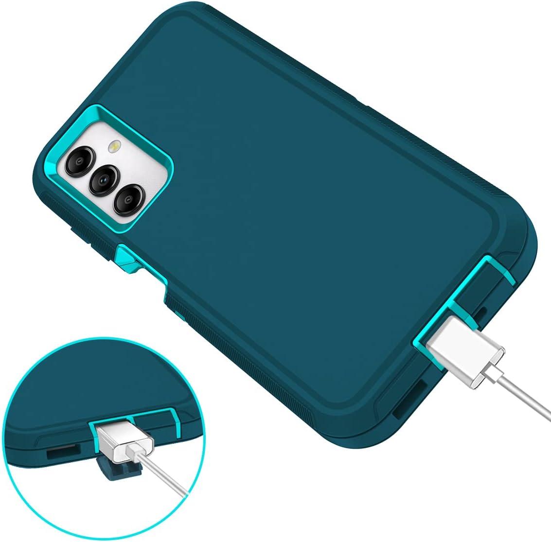 I-HONVA Funda para Samsung Galaxy A14 5G, a prueba de golpes, a prueba de polvo y caídas, protección de cuerpo completo de 3 capas sin protector de