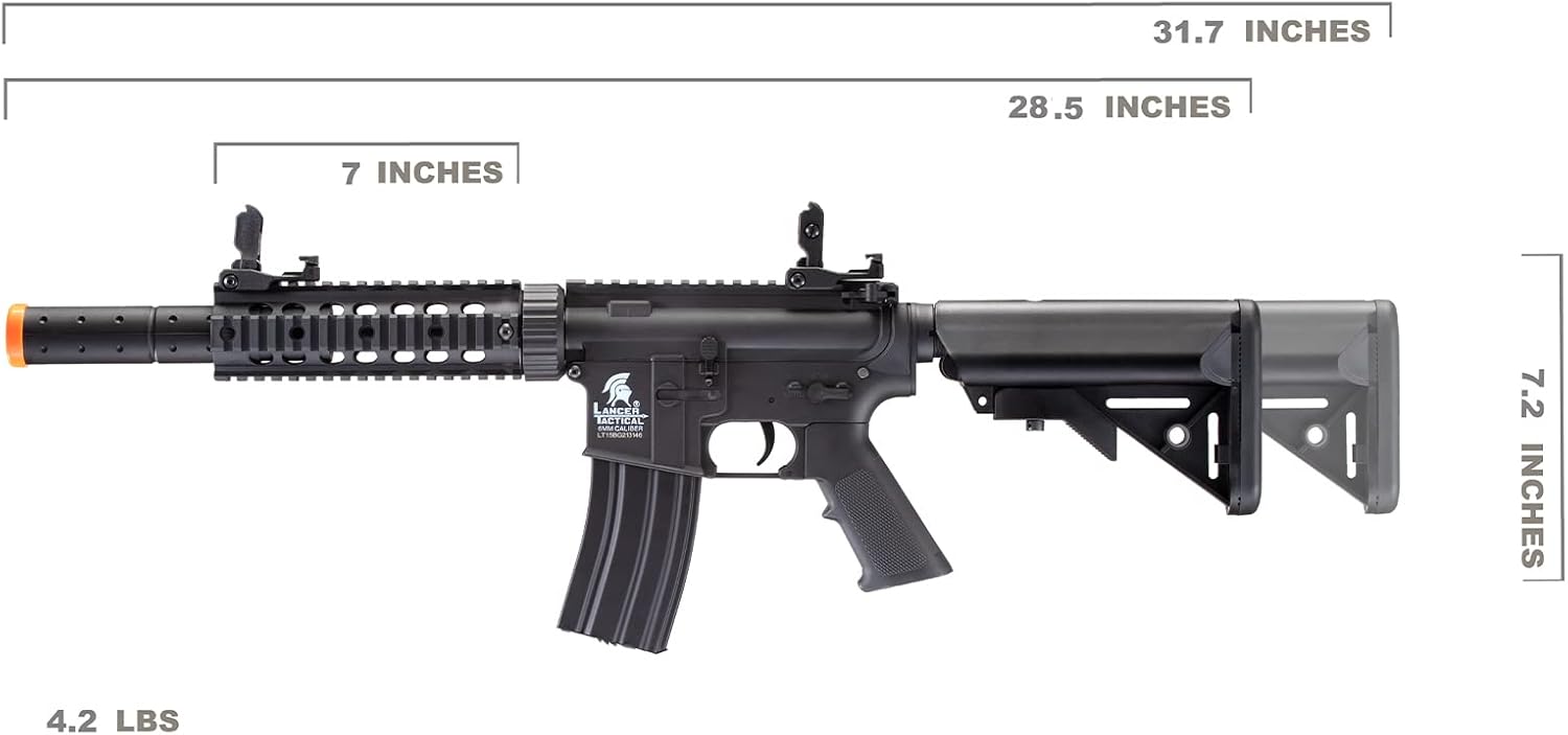 Lancer Tactical – Rifle de Airsoft Gen 2 Low FPS SD M4 GEN 2 Polímero rifle eléctrico completosemiautomático de Airsoft AEG instalado, bajo FPS, con