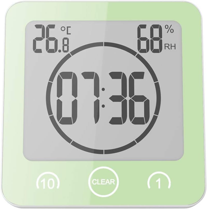 AOZBZ Shower Wall Clock, Digital Kitchen Timer with Alarm, Waterproof Touch Screen Timer, Temperature Humidity Display with Suction Cup Hanging Hole