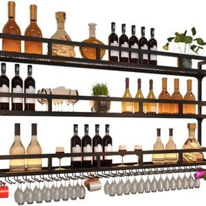 Estante LED montado en la pared para copas de vino, estantes de bar, estantes flotantes de metal, copa colgante al revés para botellas de licor, Estante LED montado en la pared para copas de vino, estantes de bar, estantes flotantes de metal, copa colgante al revés para botellas de licor,